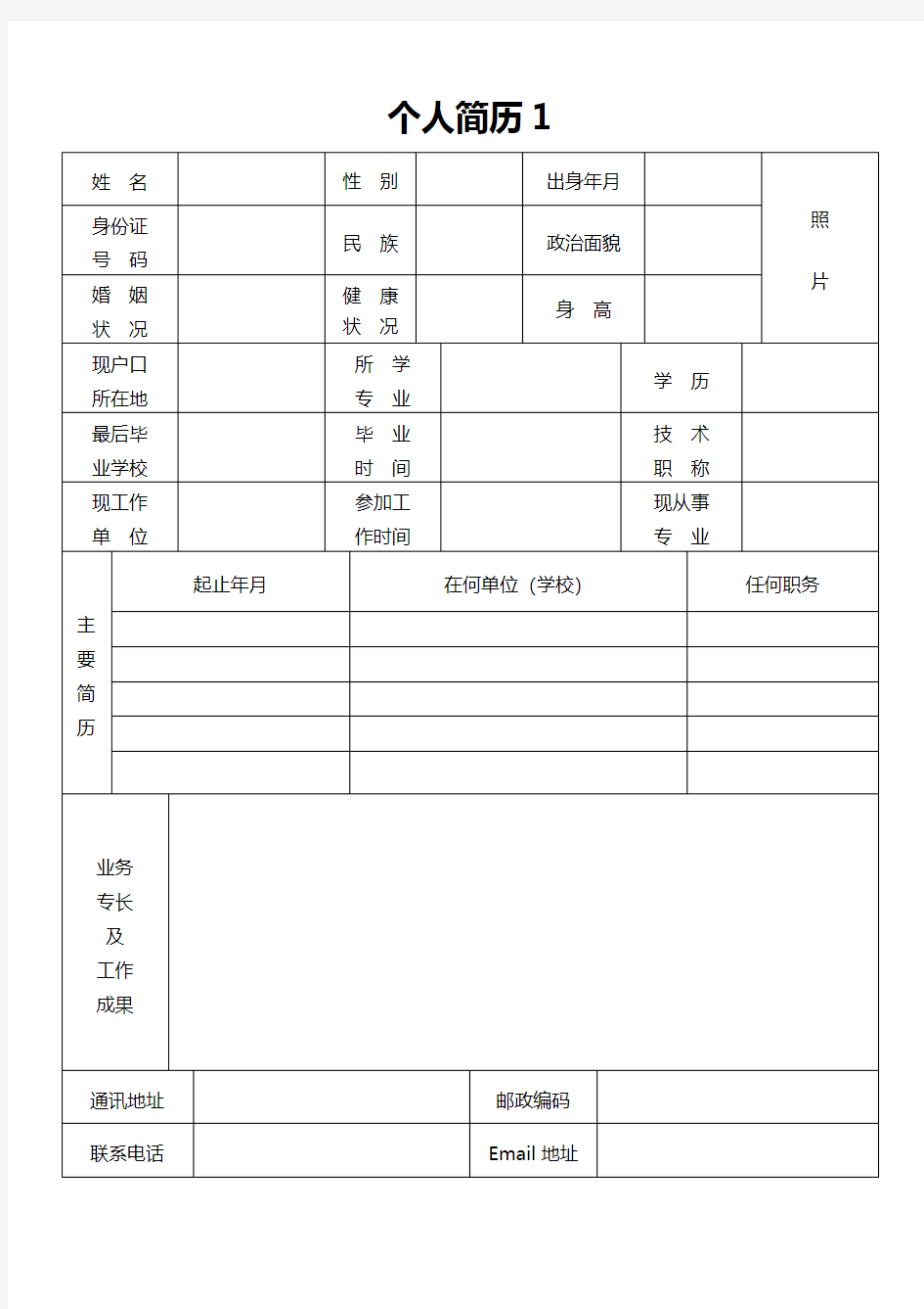 成功求职者常用的4张个人简历表格模板