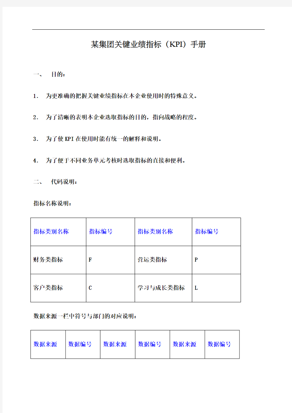 关键业绩指标KPI手册