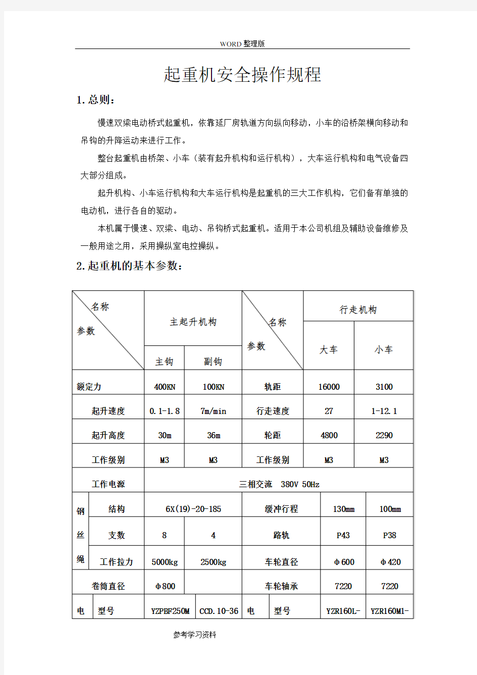 桥式起重机安全操作规程完整