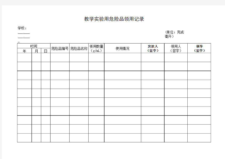 教学实验用危险品领用记录表(打印版)