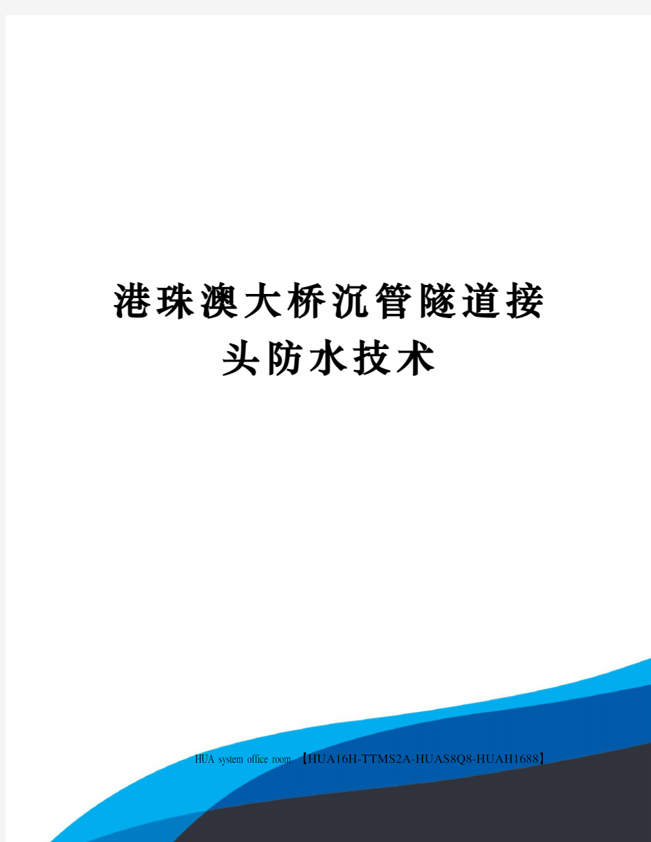 港珠澳大桥沉管隧道接头防水技术完整版