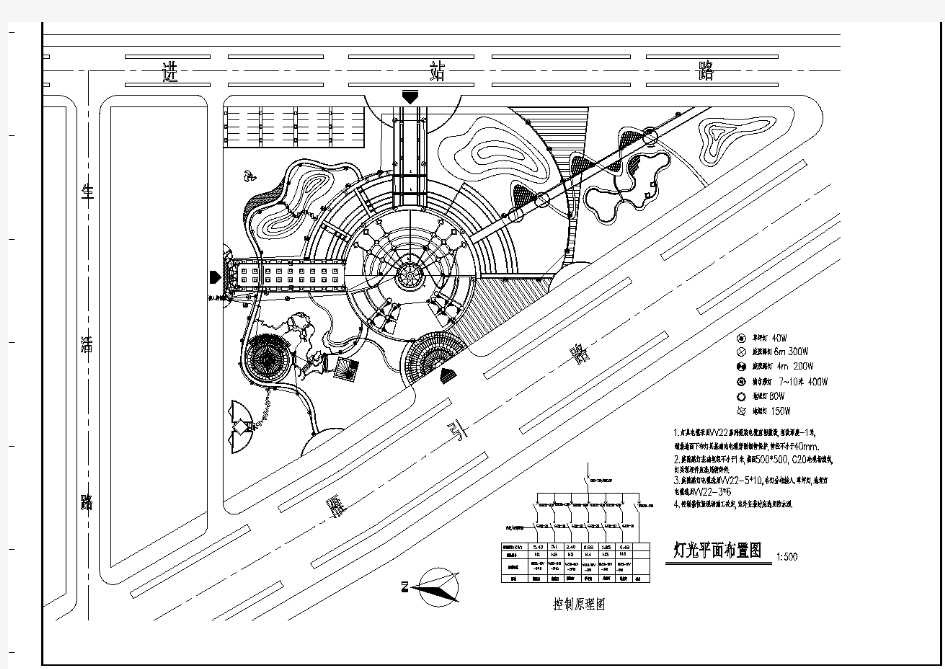 【CAD图纸】郊野公园景观设计全套施工图-灯光平面布置图(精美图例)