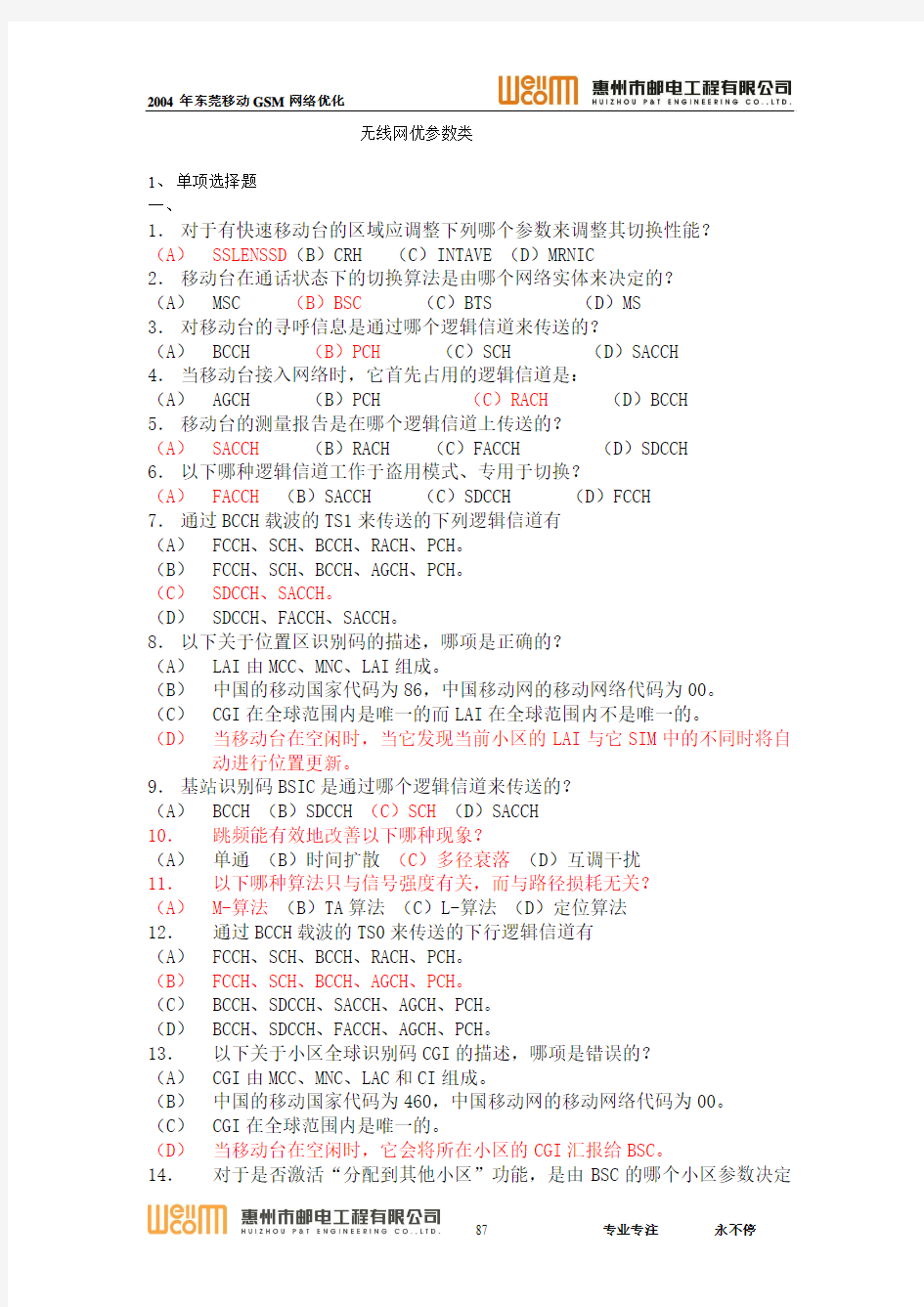 网优题库-参数优化16