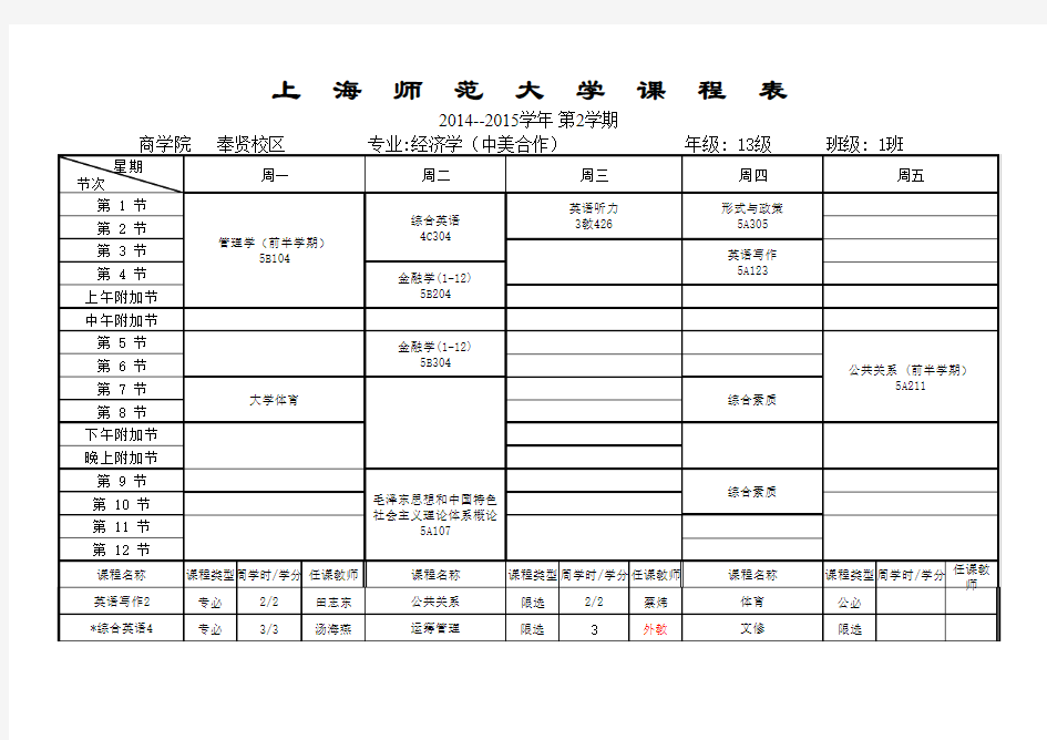 上师大商学院课程表15.2.27