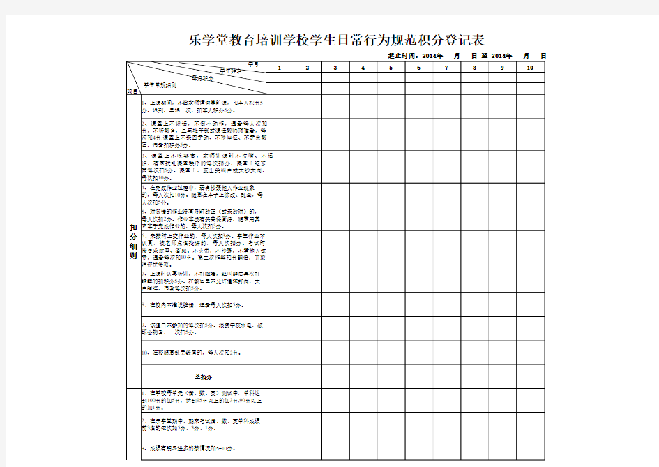 学生积分表