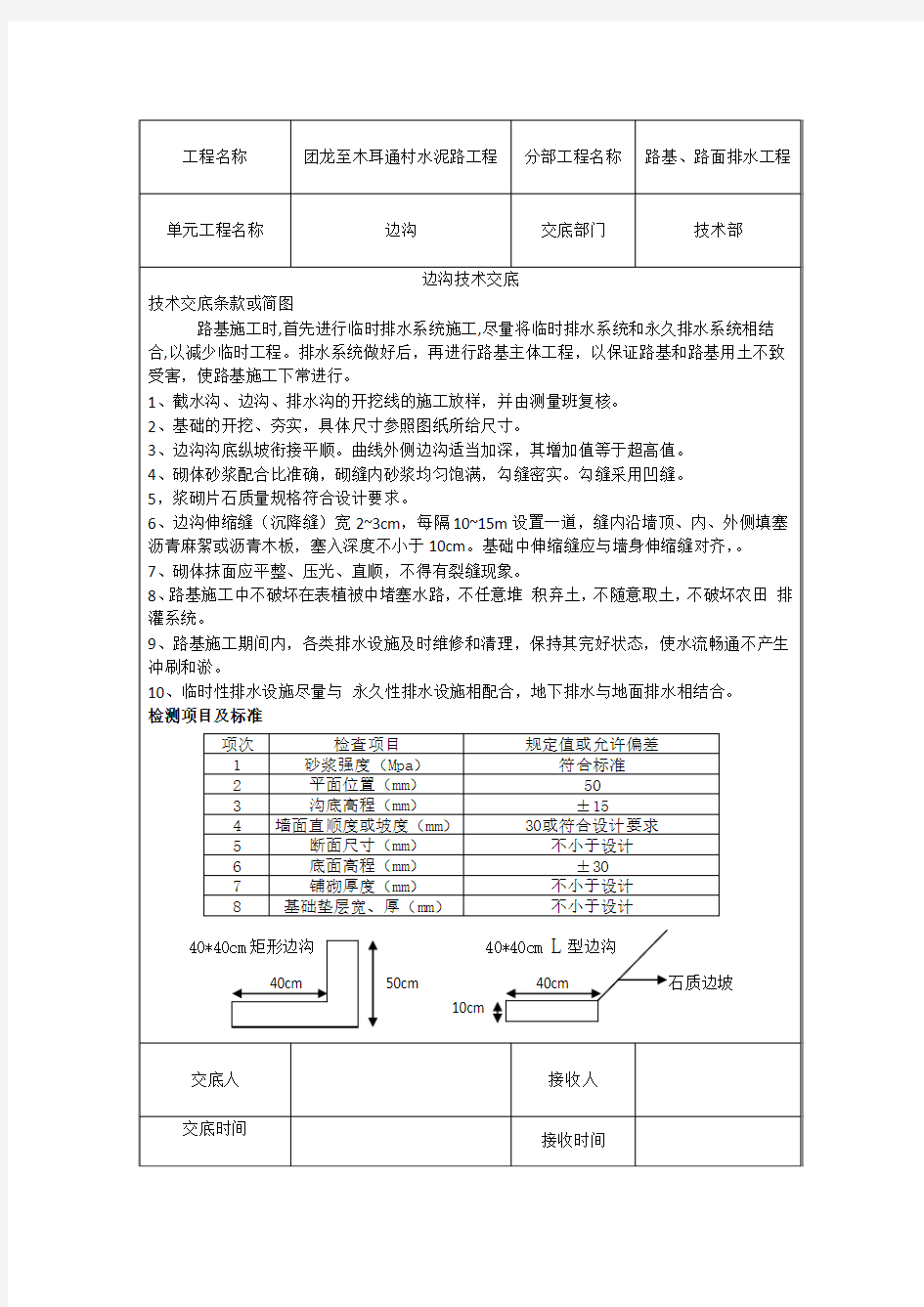 边沟技术交底