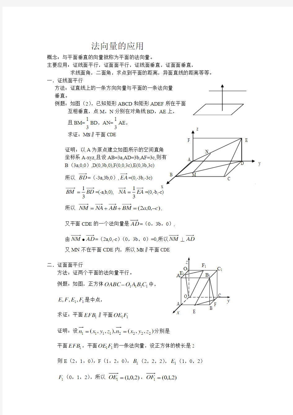 法向量的应用