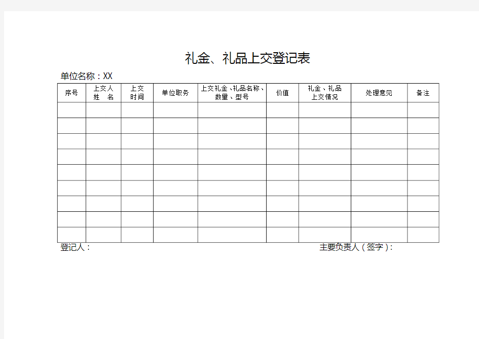 礼品礼金登记表