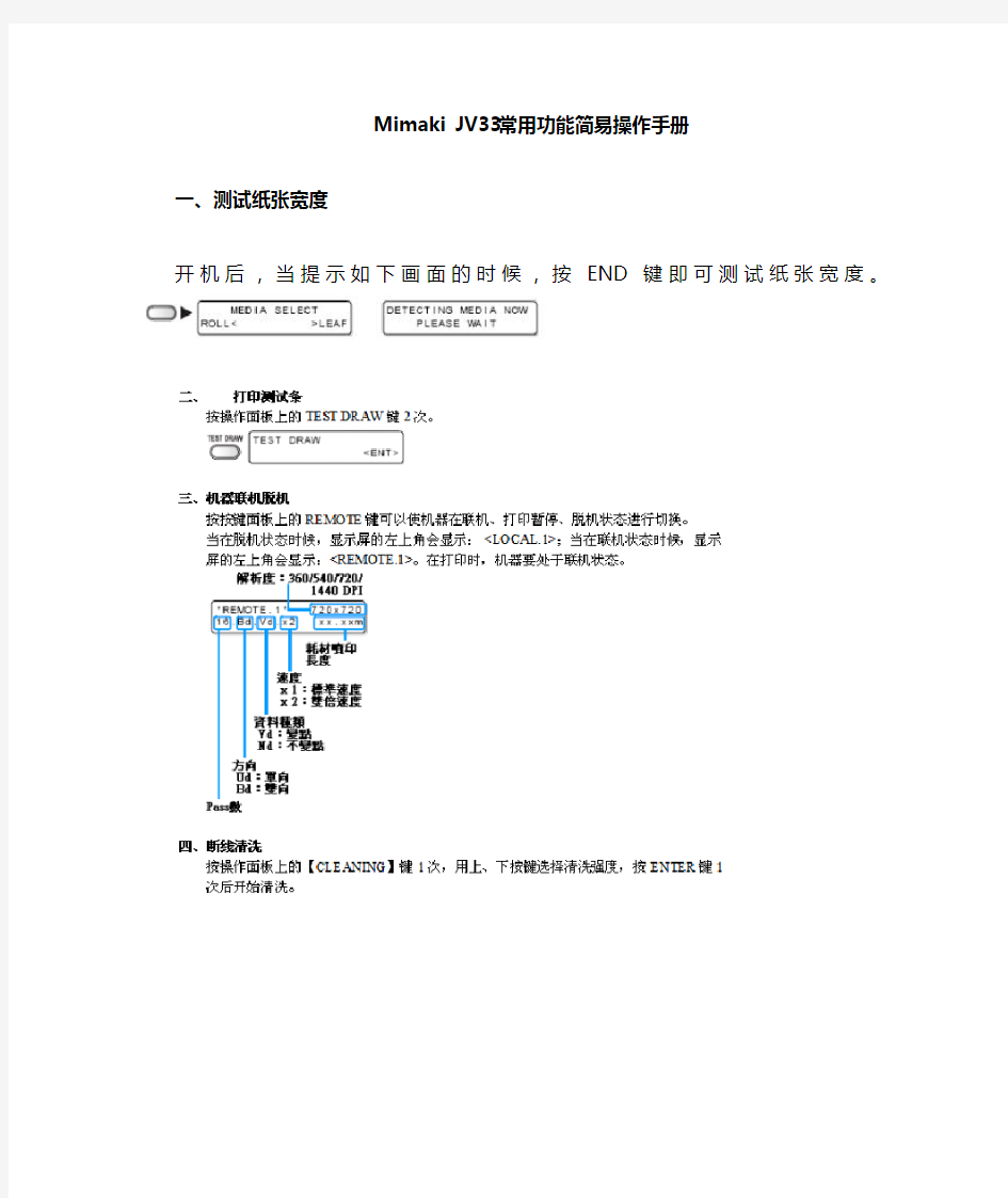 Mimaki JV33简易操作手册