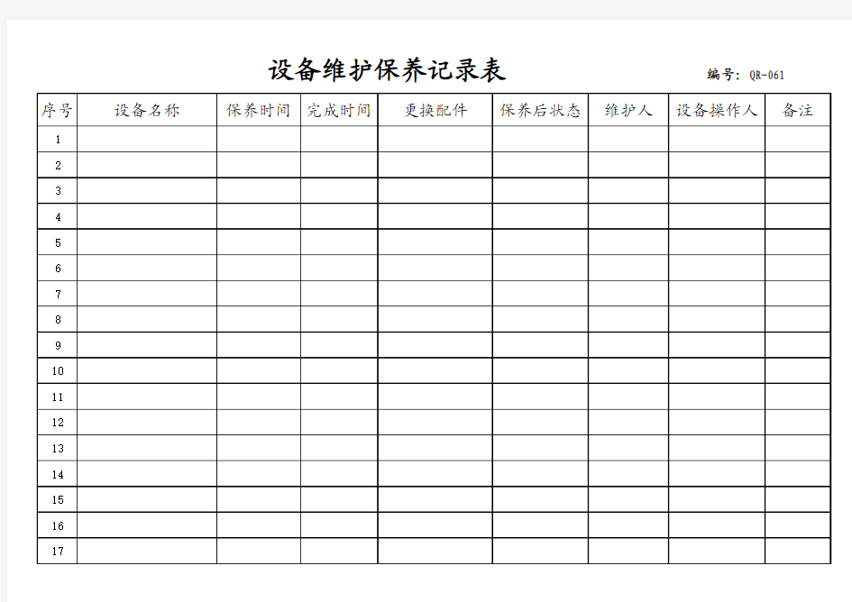 设备维护保养记录表(1)