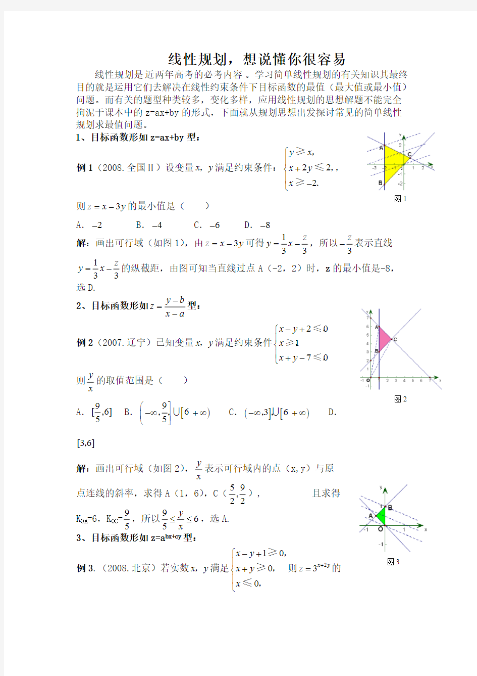 (完整版)线性规划所有类型总结(很全的),推荐文档