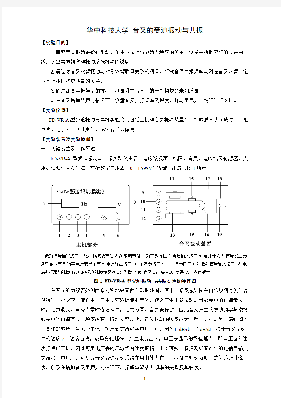 音叉的受迫振动与共振