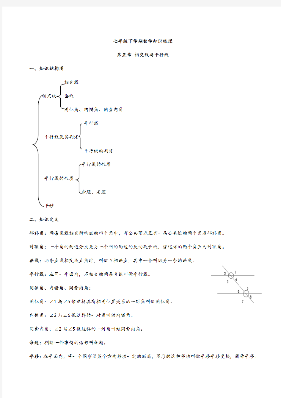 (完整版)人教版七年级下册数学总复习