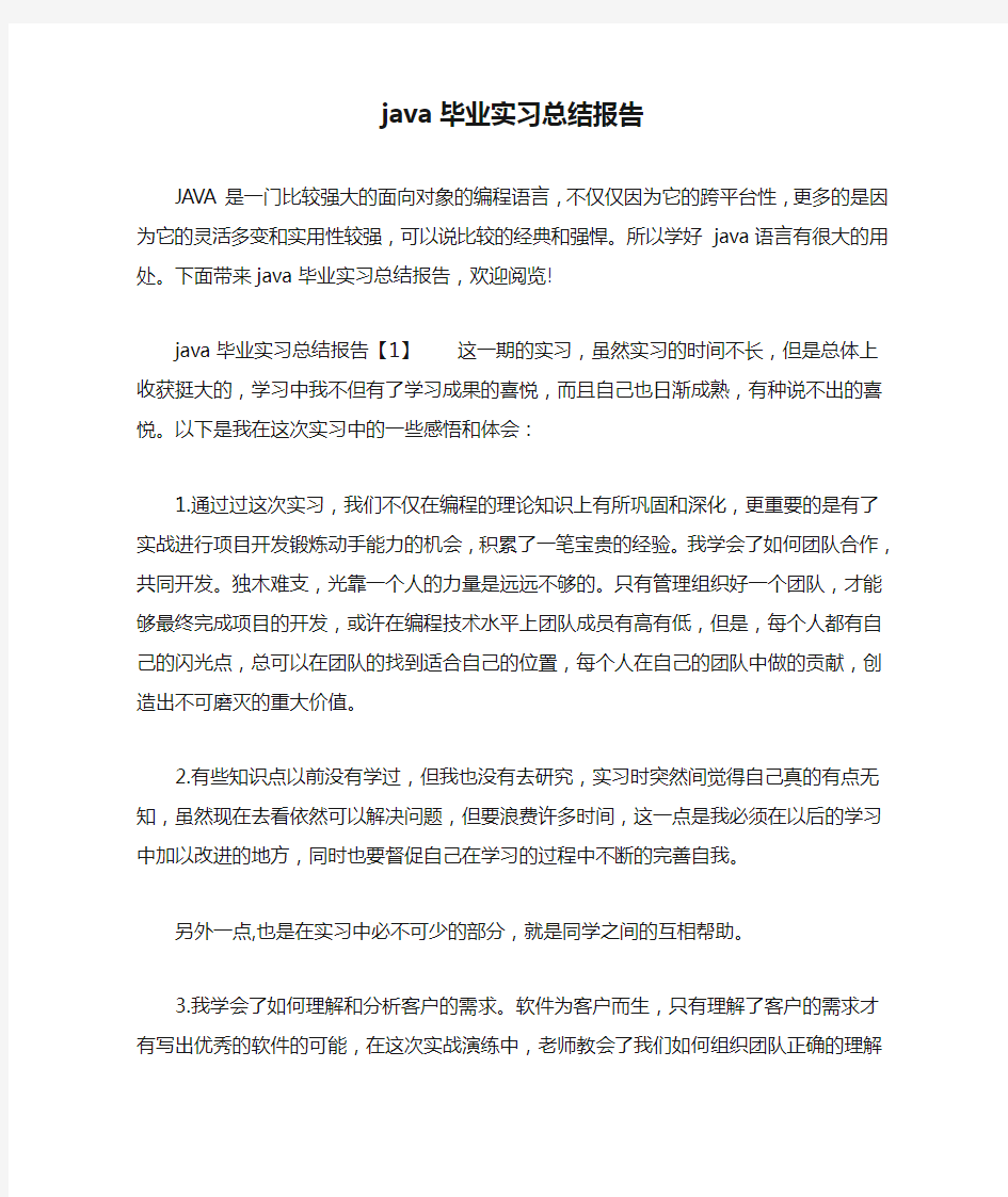 java毕业实习总结报告