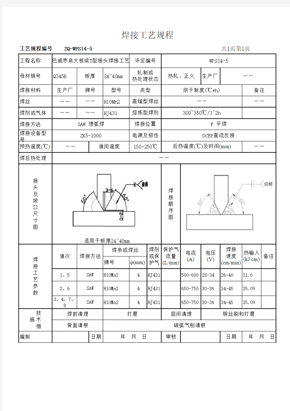 焊接工艺规程