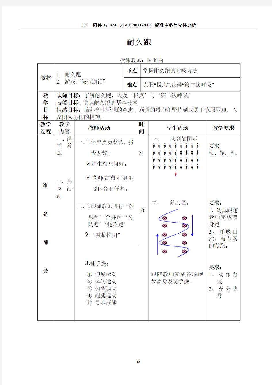 耐久跑优质课教案