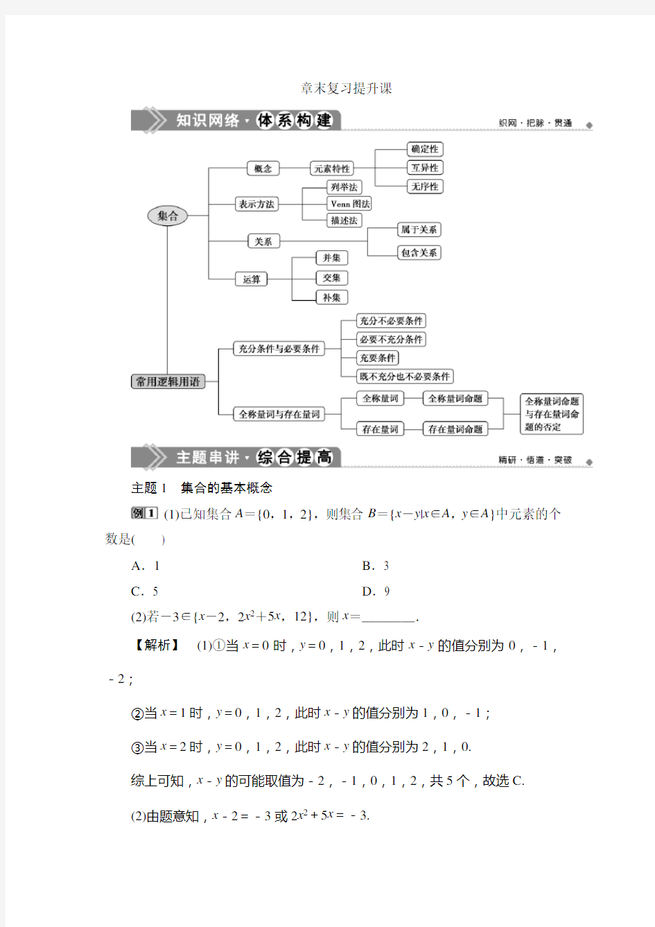 6 第一章 集合与常用逻辑用语 章末复习提升课