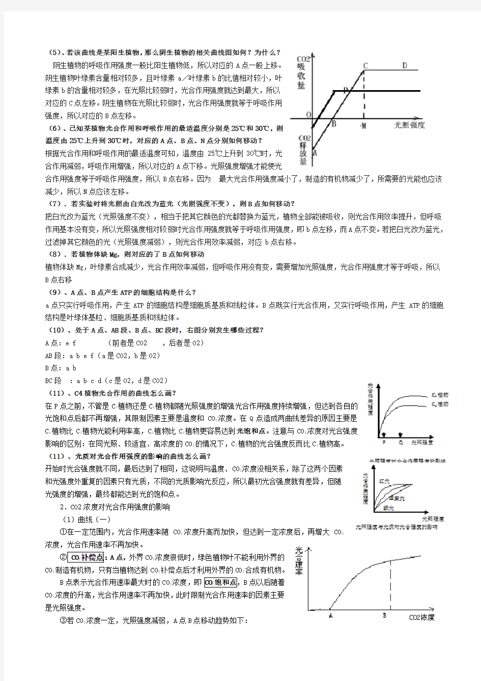 有关光合作用的曲线图的分析