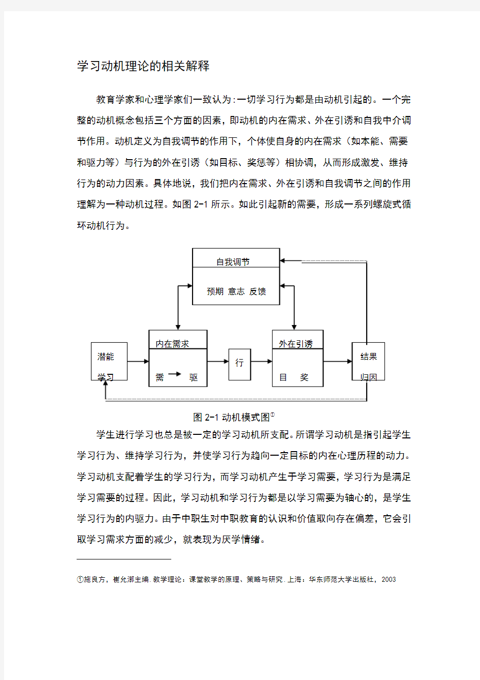 学习动机理论的相关解释