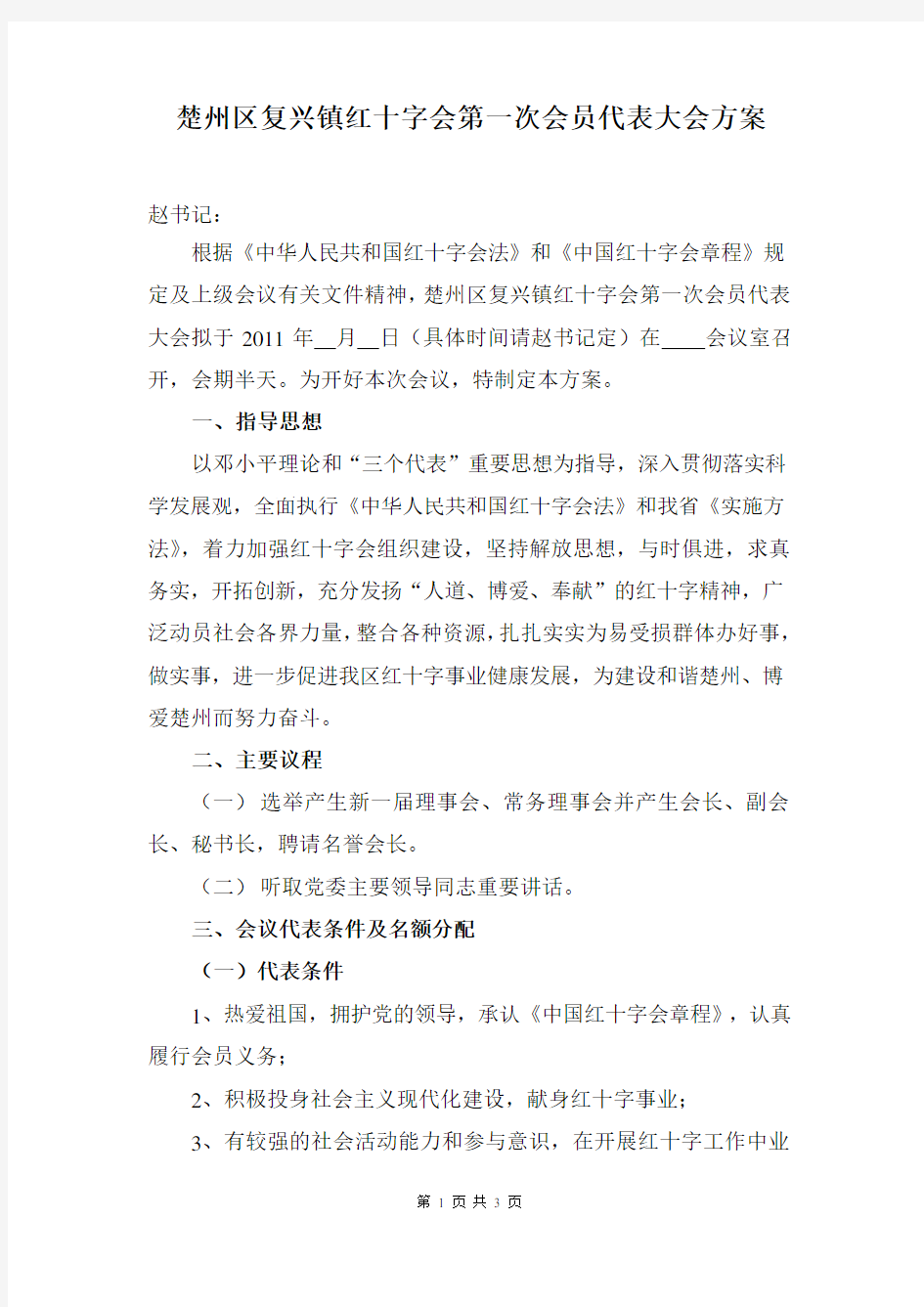 红十字大会方案