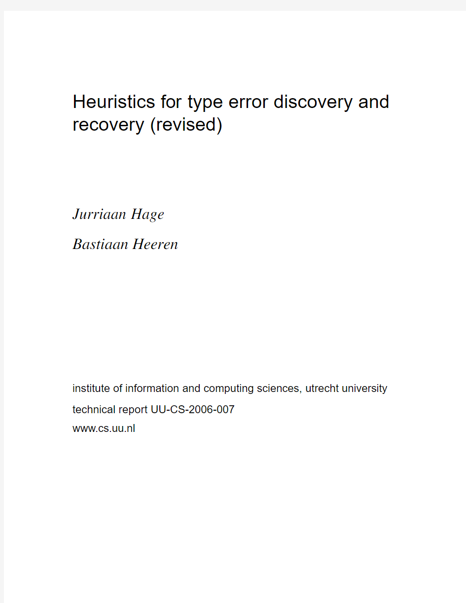 Heuristics for type error discovery and recovery (revised