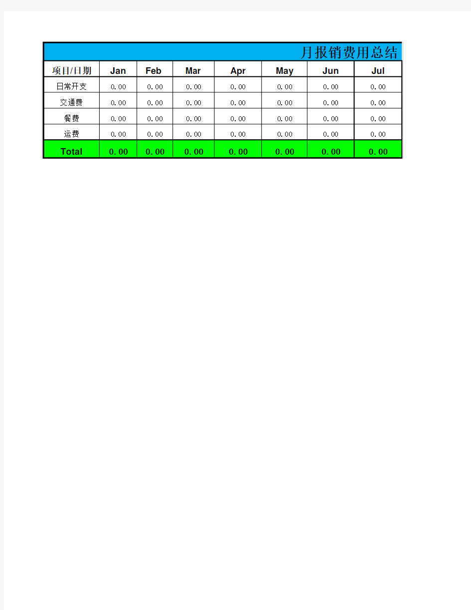 按月明细和汇总费用报销表格模版