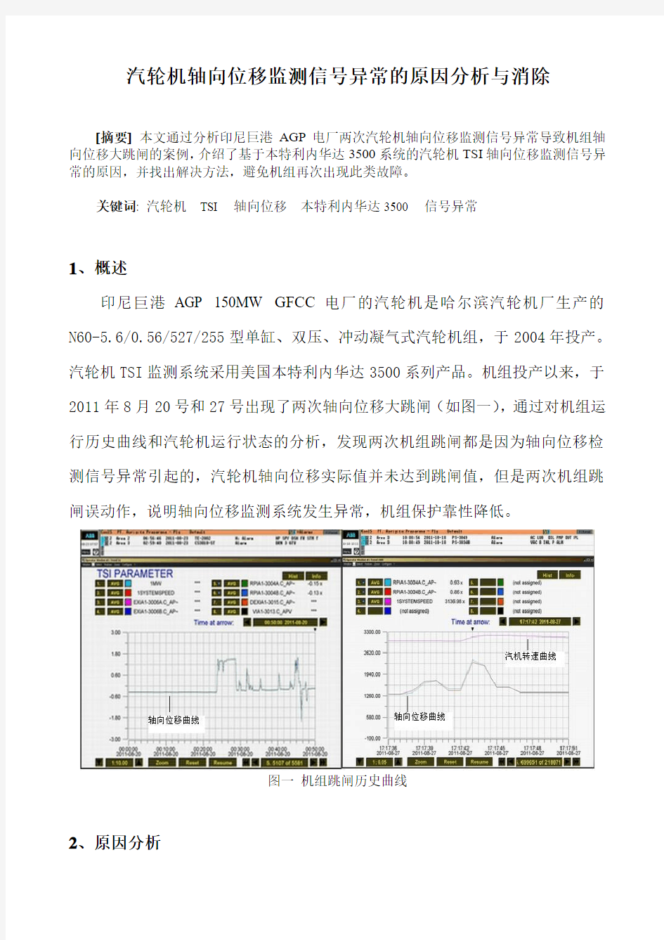 汽轮机轴向位移监测信号异常的原因分析与消除