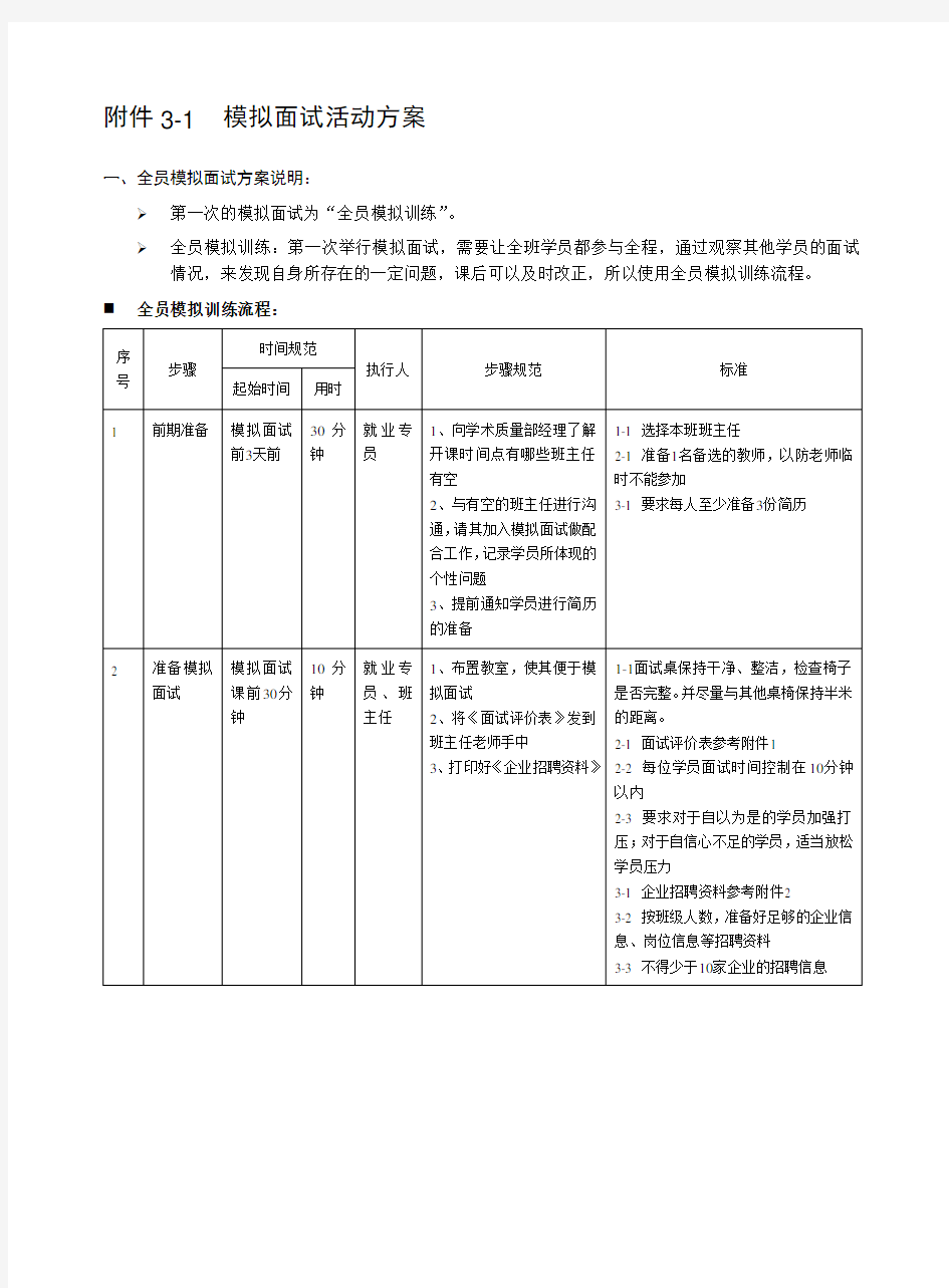 模拟面试活动方案  一