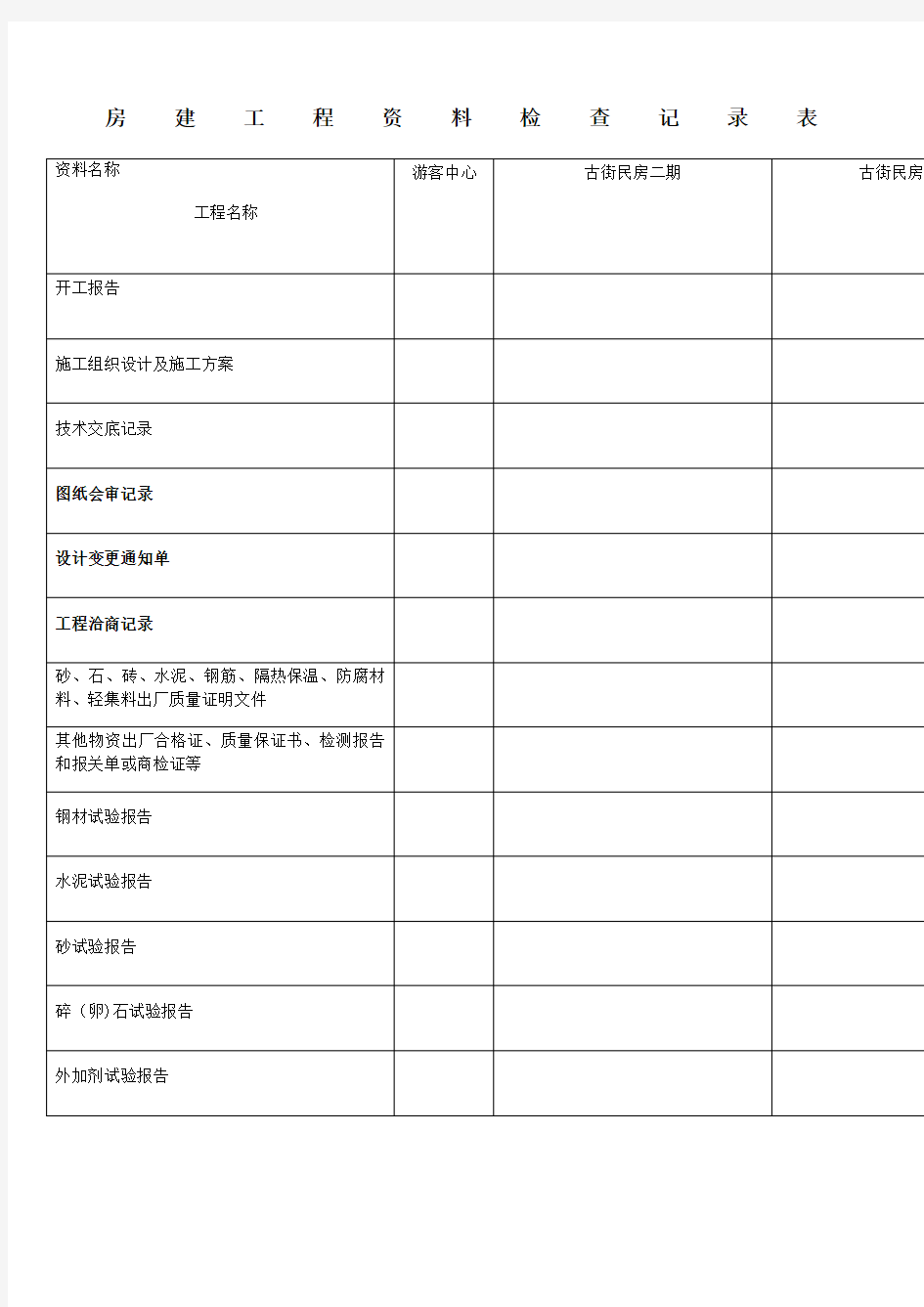 房建工程检查记录表