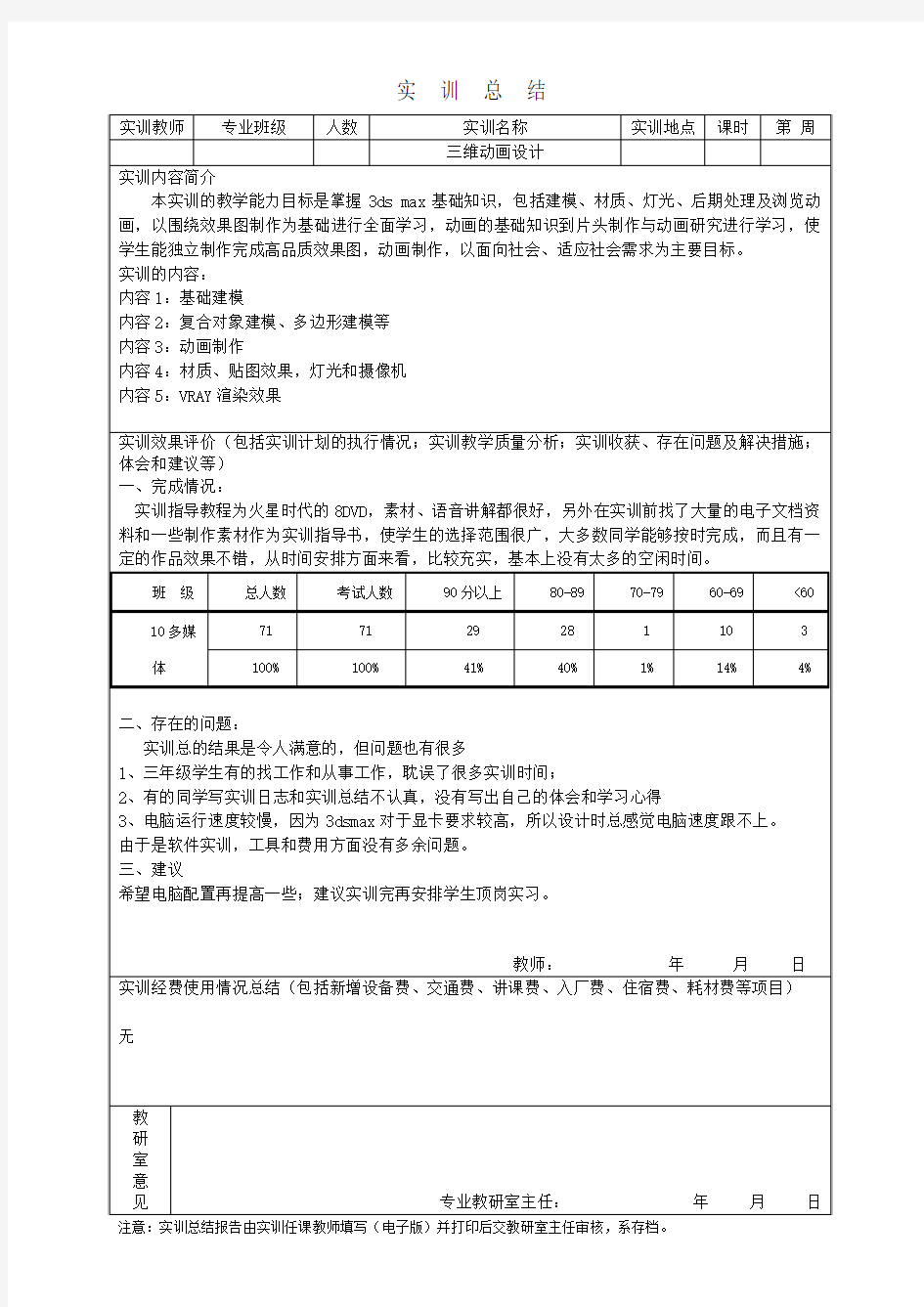 三维动画实训总结