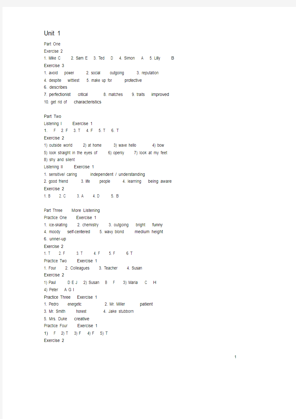 【VIP专享】新编大学英语视听说教程3(浙江大学版)听力标准答案