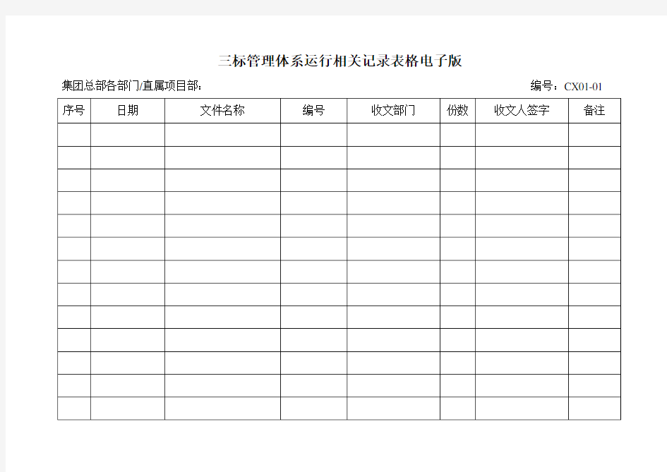 三标管理体系运行相关记录表格电子版