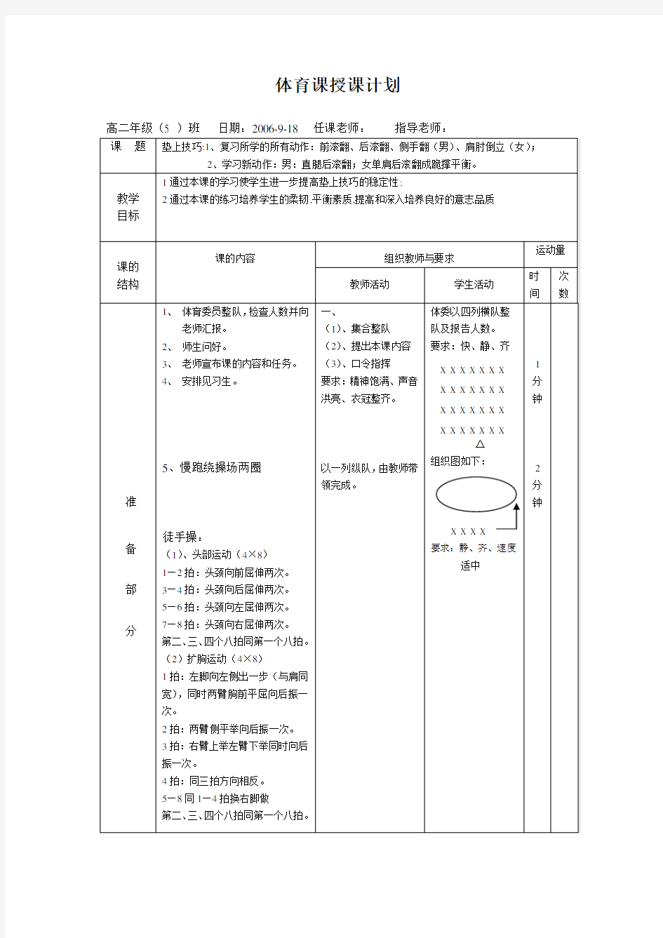 体操技巧教案(二)