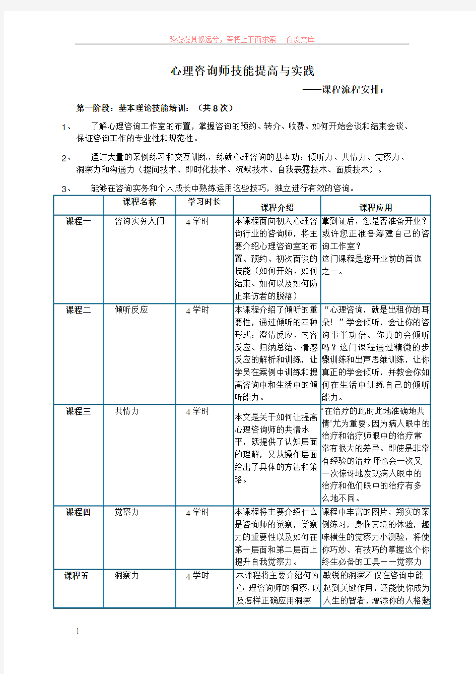 心心理咨询师技能提高与实践流程安排