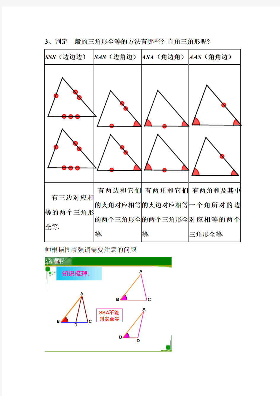 初中数学_全等三角形教学设计学情分析教材分析课后反思