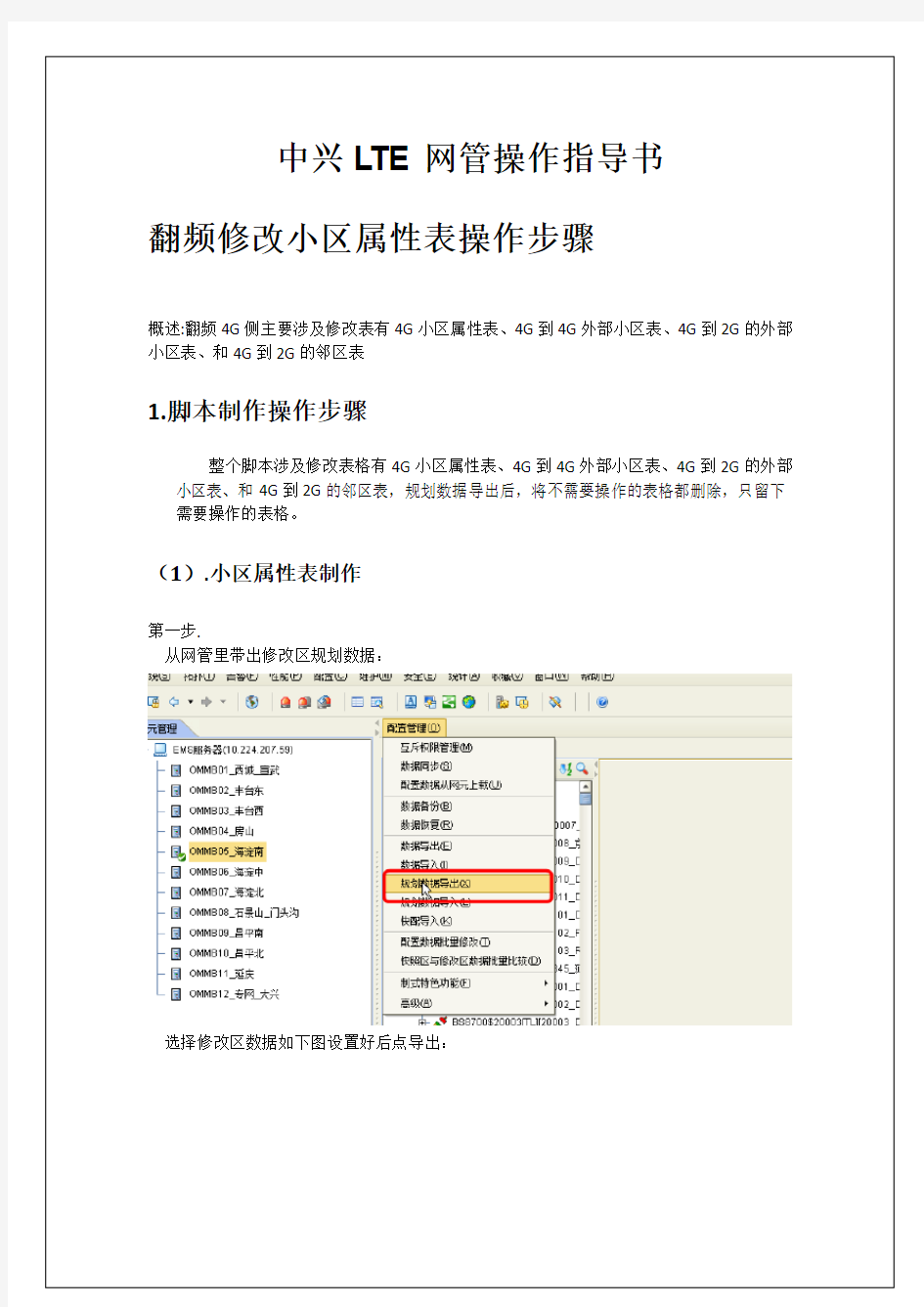 中兴LTE网管操作指导书(最全)