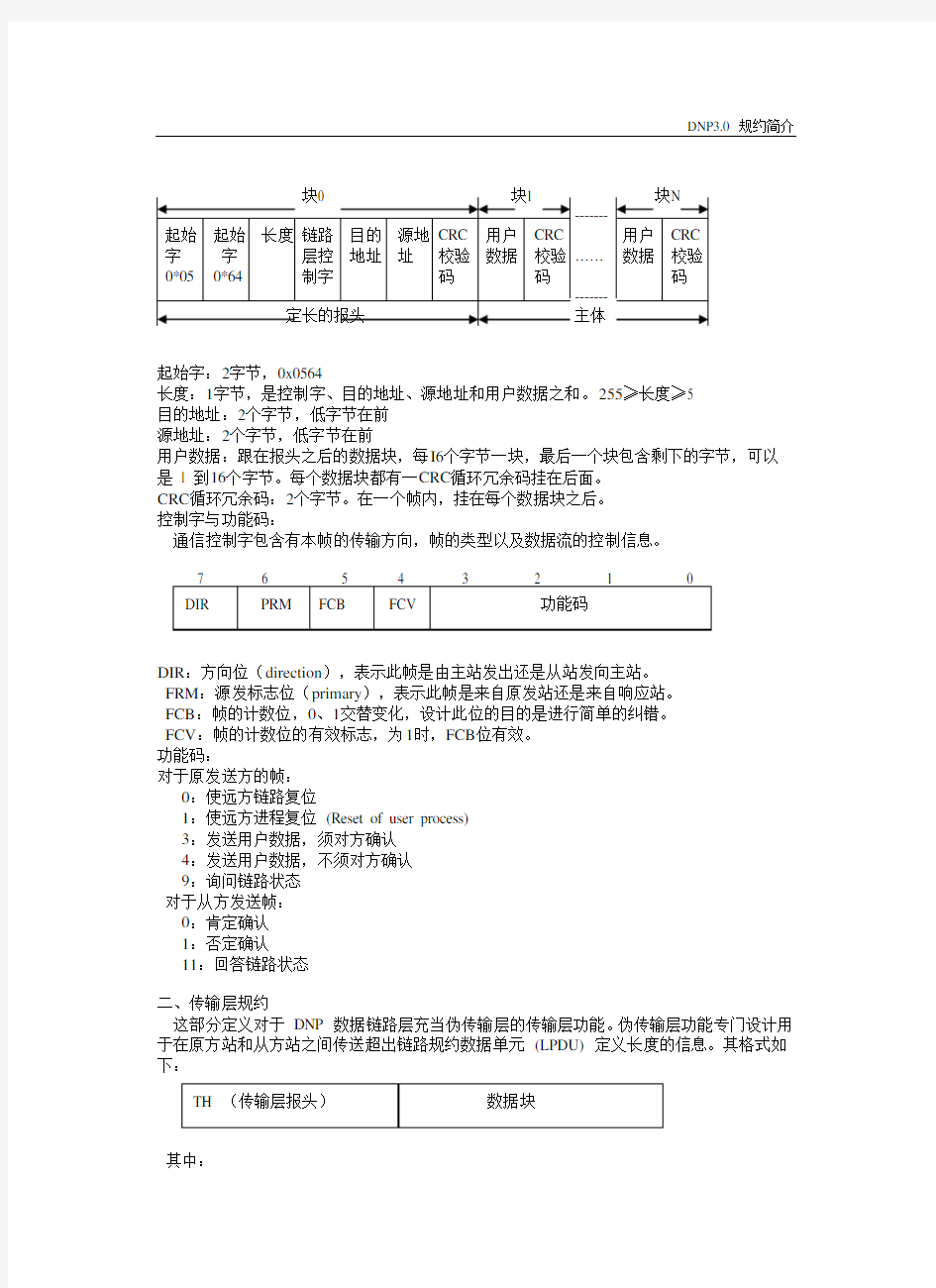 DNP3.0规约简介