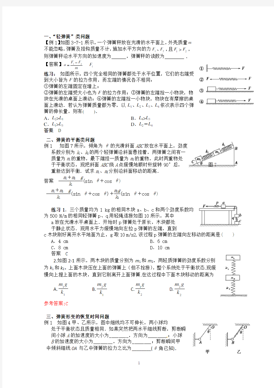 弹簧专题动力学问题