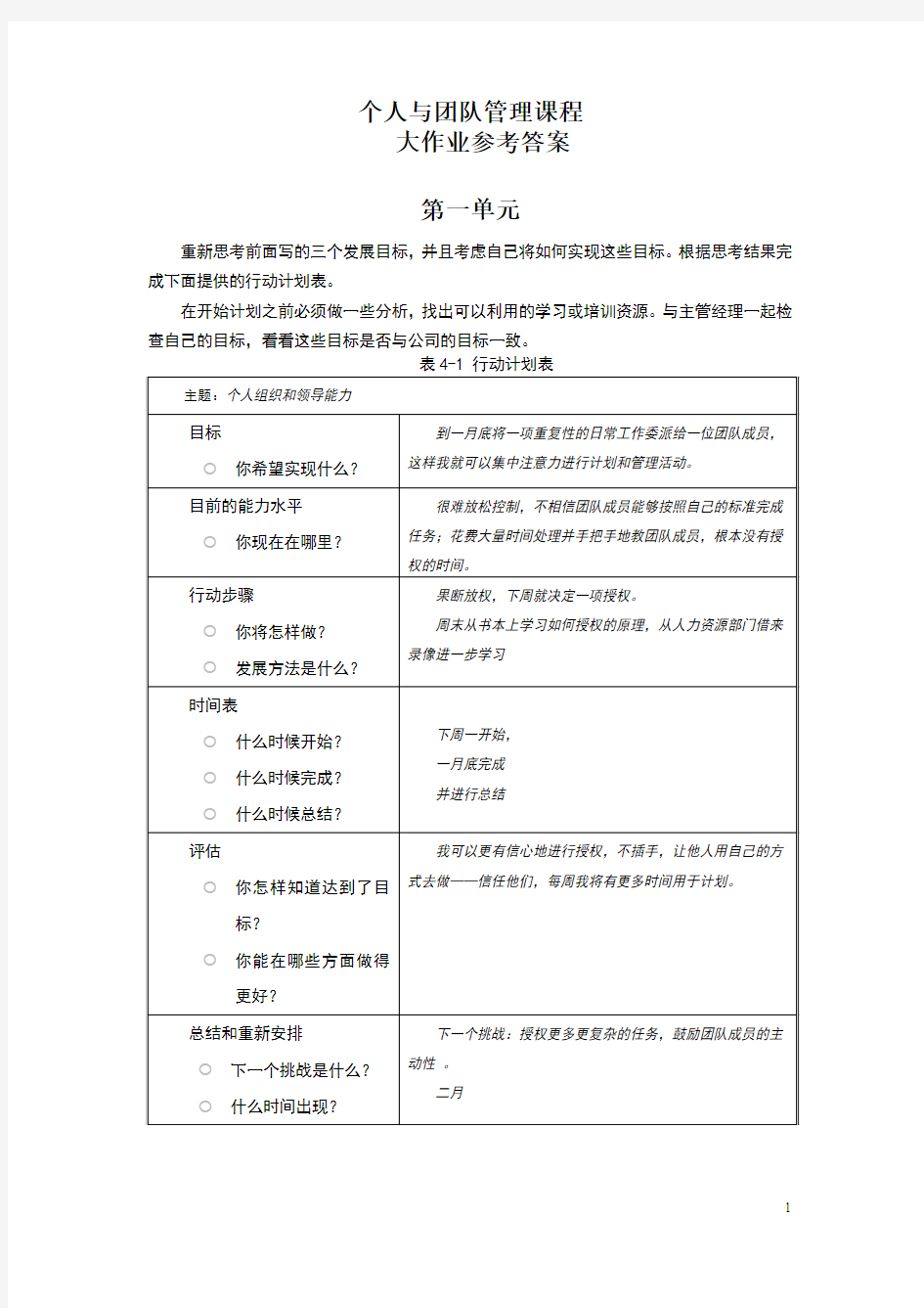 2012年3月开学作业 个人与团队管理形考参考答案