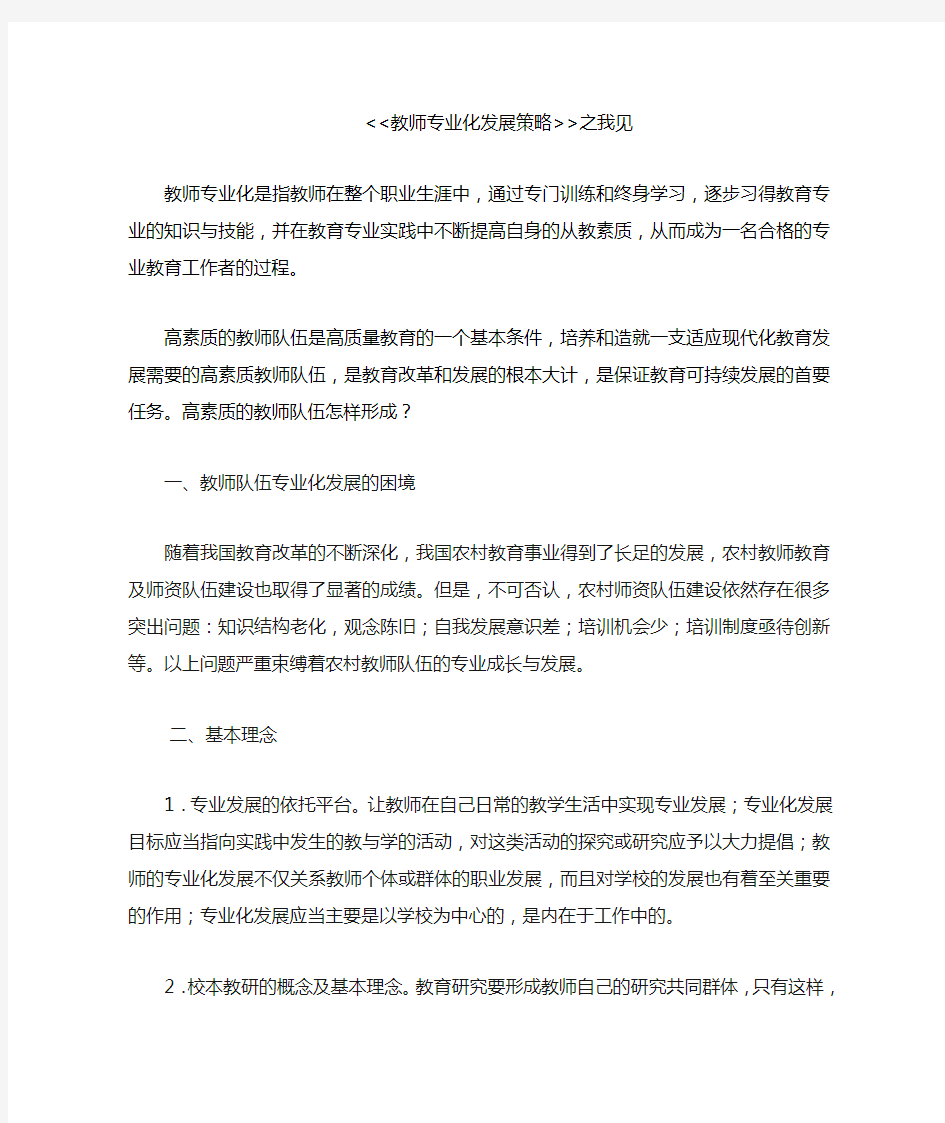 教师专业化发展策略