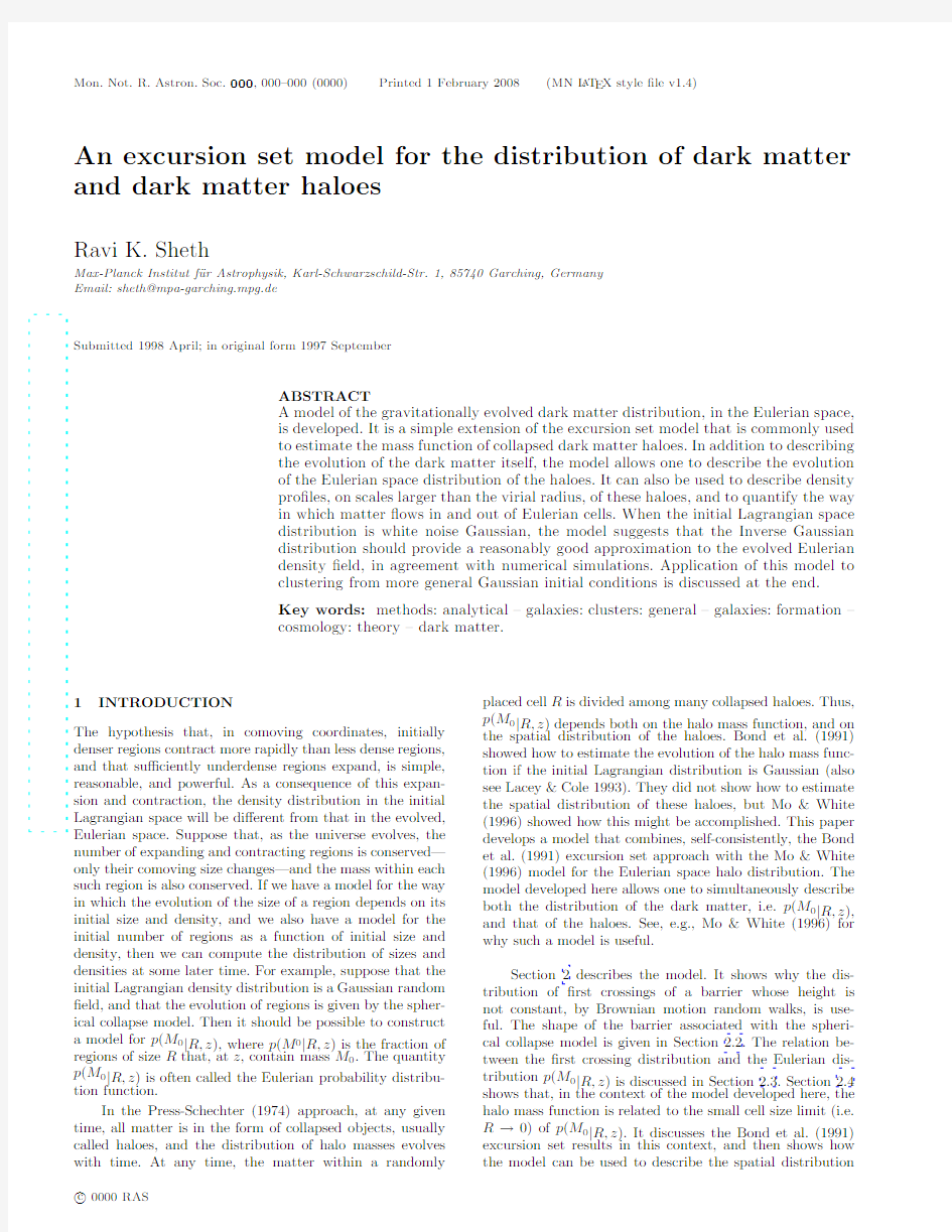 An excursion set model for the distribution of dark matter and dark matter haloes