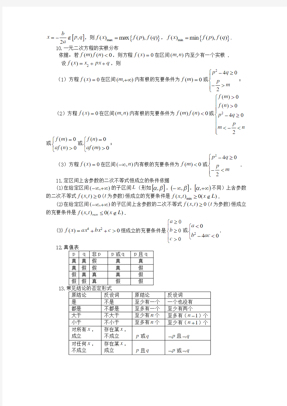 高中数学常用公式及常用结论(最全面、最实用)