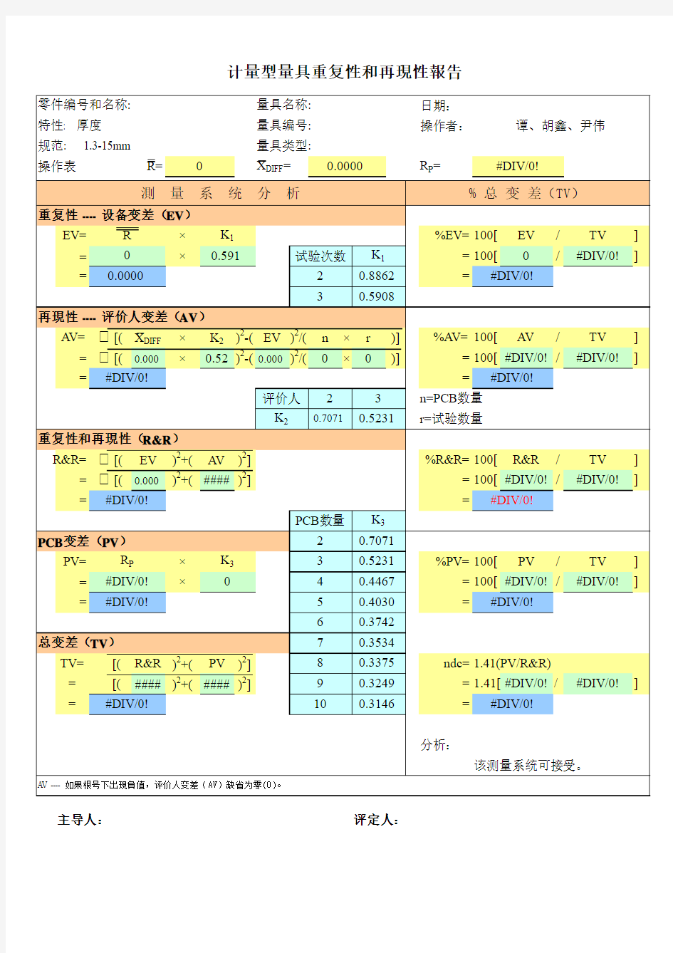 MSA      GR&R 样本