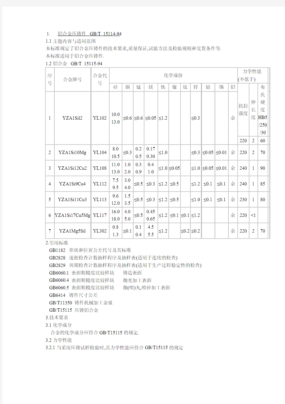 铝合金各国标准对照