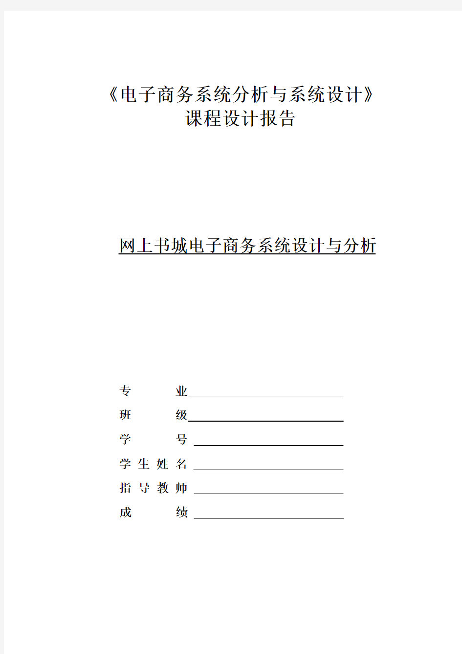 电子商务系统分析与设计论文