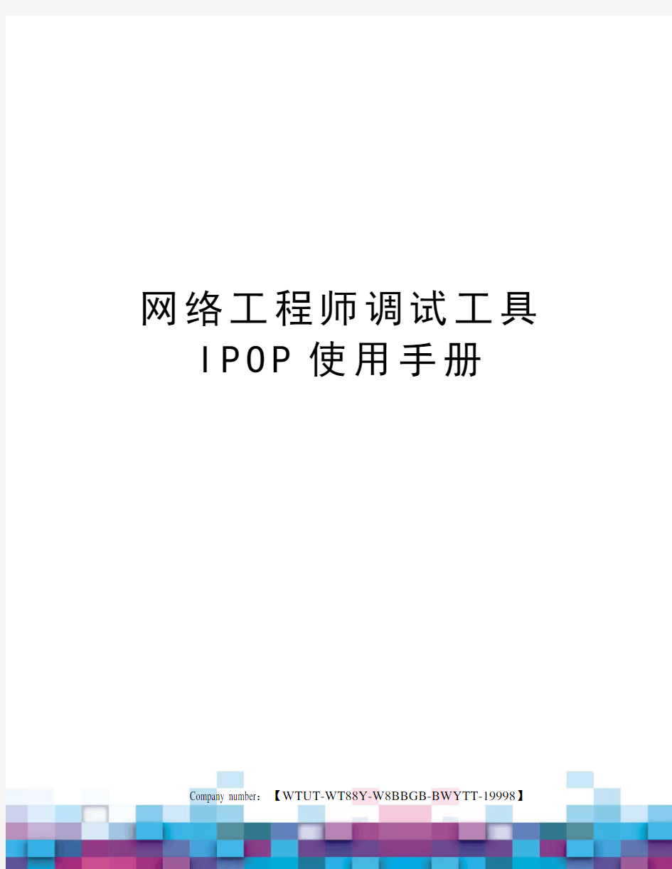 网络工程师调试工具IPOP使用手册