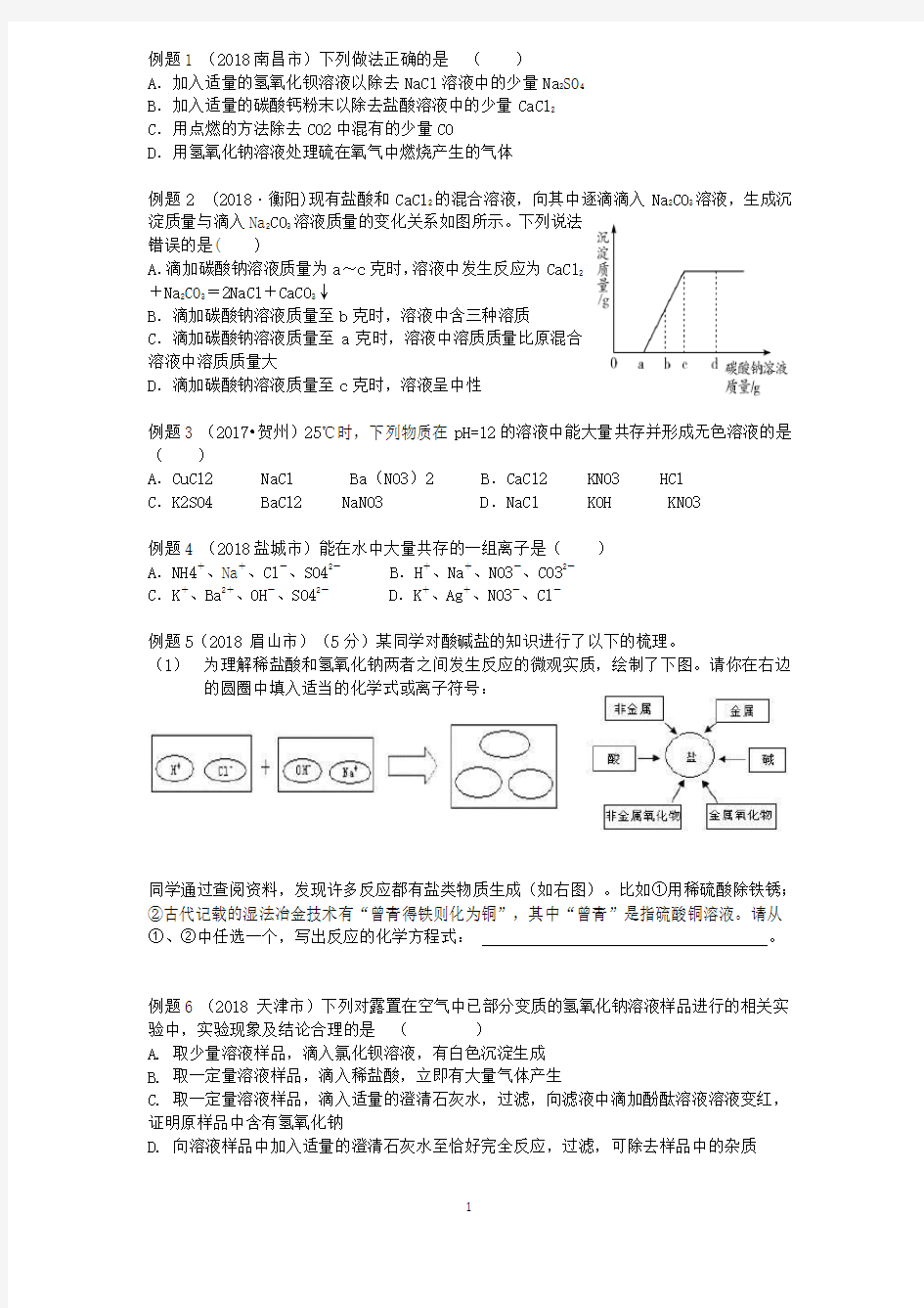 初中化学盐和化肥专题习题