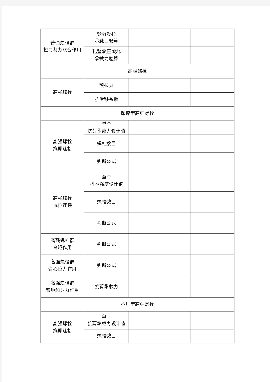 钢结构基本原理公式表