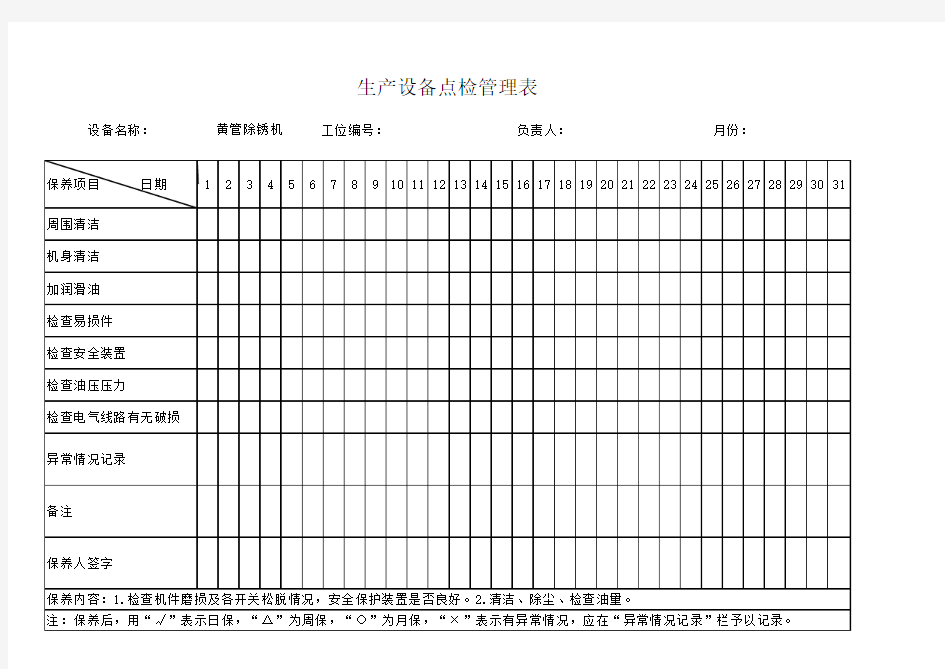 生产线设备点检表