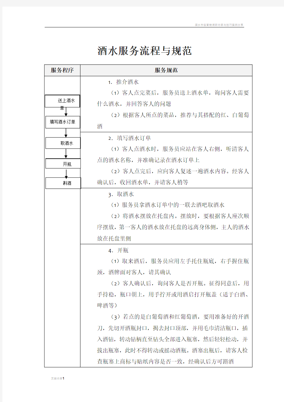 酒水服务流程与规范